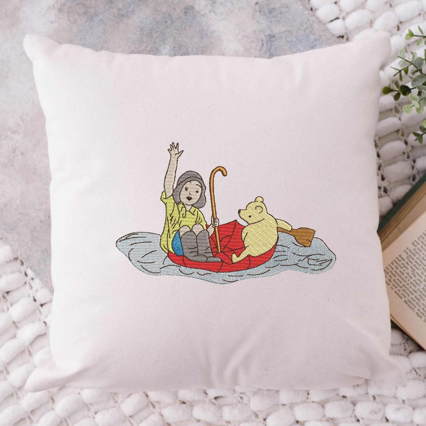 Pooh & Christopher Robin Umbrella Sailing