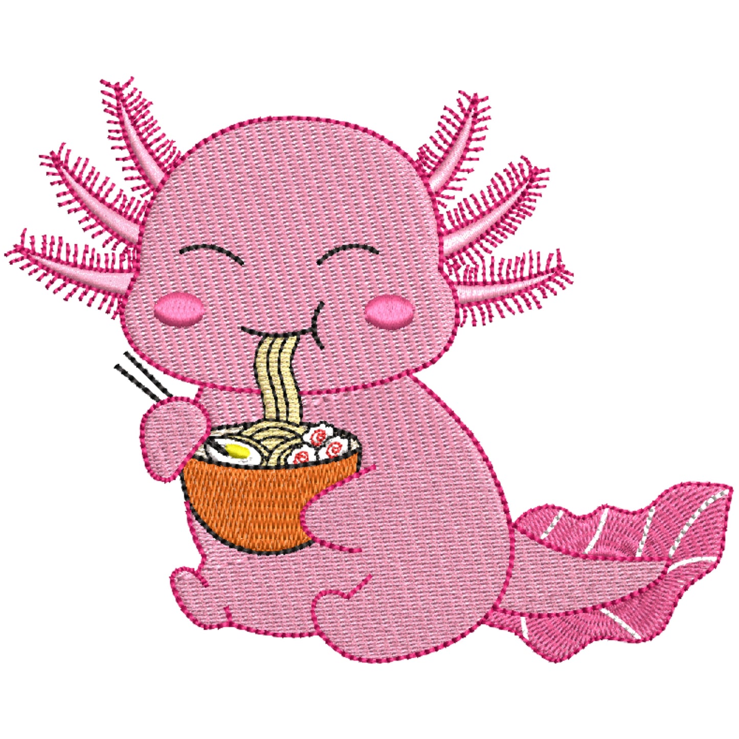 Axolotl Eating Noodles