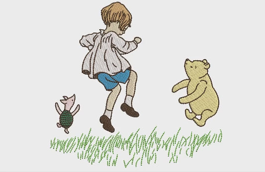 Pooh, Christopher Robin & Piglet Jump For Joy